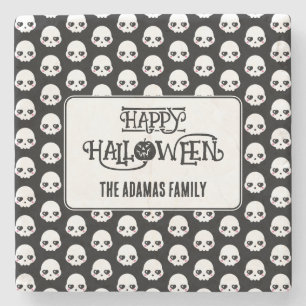 Creepy Schattigee schedels met achternaam Stenen Onderzetter