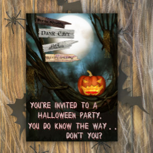 Creepy Signs Halloween Invitation Kaart
