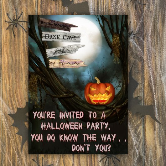 Creepy Signs Halloween Invitation Kaart