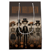 Creepy Skelet Familie Happy Halloween Medium Cadeauzakje (Achterkant)