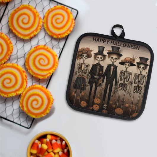 Creepy Skelet Familie Happy Halloween Pannenlap