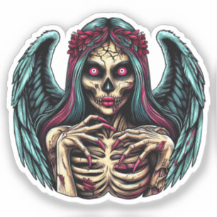 Creepy Skeleton Zombie Angel Dark Fantasy Art Sticker
