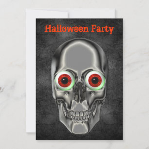 Creepy Skull Eyeball Halloween Invitation Kaart
