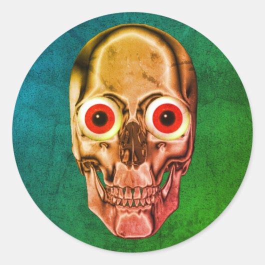 Creepy Skull Face Eyeball Halloween Ronde Sticker (Voorkant)