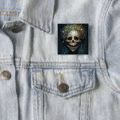 Creepy Skull Gothic Dark Fantasy Art Button (In situ)