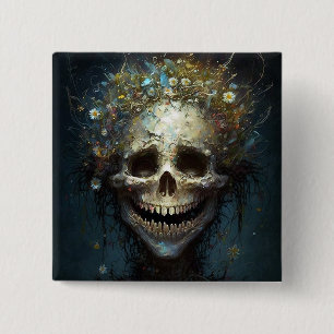 Creepy Skull Gothic Dark Fantasy Art Button