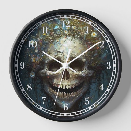 Creepy Skull Gothic Dark Fantasy Art Clock (Voorkant)