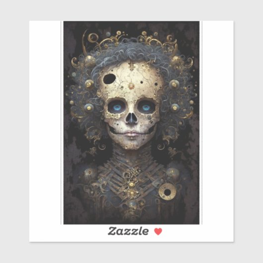 Creepy Skull Gothic Dark Fantasy Art Sticker (Vel)
