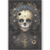 Creepy Skull Gothic Dark Fantasy Art Sticker (Voorkant)