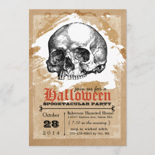 Creepy Skull Halloween Party-uitnodigingen Kaart