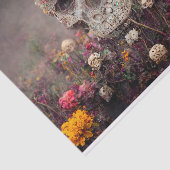 Creepy Skull in Flower Garden Decoupage Tissue Pap Tissuepapier (Detail)