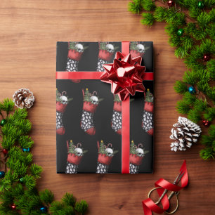 Creepy Skull kous Wrapping Paper Cadeaupapier