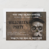 Creepy Skull op Halloween feest met hoge hoed Kaart (Voorkant)