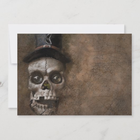 Creepy Skull op Halloween feest met hoge hoed Kaart (Achterkant)
