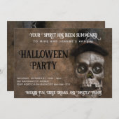 Creepy Skull op Halloween feest met hoge hoed Kaart (Voorkant / Achterkant)