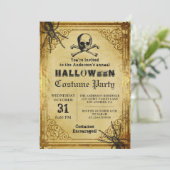 Creepy Skull Spiders Gothic Halloween Party Kaart (Staand voorkant)