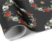 Creepy Skull Wreath Wrapping Papier (Rol Hoek)