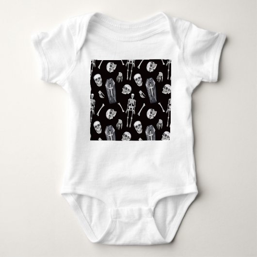 Creepy Skulls: Halloween Waterverf Pattern Romper (Voorkant)
