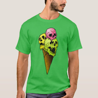 Creepy Skulls Icecream Horror Colorful Halloween D T-shirt