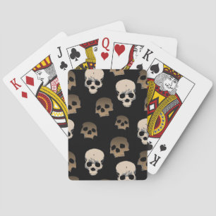 Creepy Skulls Pattern 3D Effect Zwarte Achtergrond Pokerkaarten