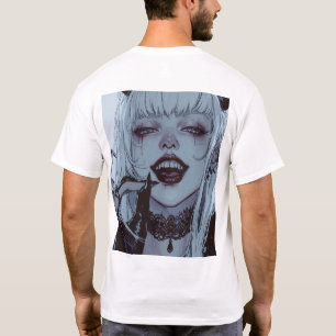 Creepy Smile Anime Girl met wit haar T-shirt