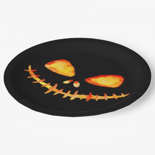 Creepy Smiling Jack O' Lantern Face Papieren Bordje (Gekanteld)