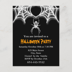 Creepy Spider & Web Invitation Kaart Sjabloon