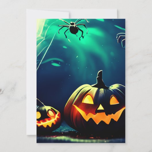 Creepy Spiders Jack-O' Lanterns Halloween Kaart (Achterkant)