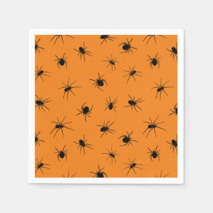 Creepy Spiders Oranje Halloween Party Servet