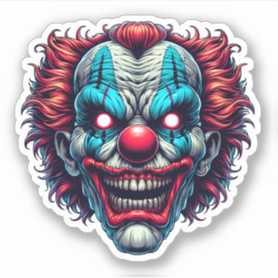 Creepy Spooky Clown Gezicht Halloween Kleuren Sticker