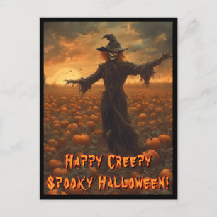 Creepy Spooky Halloween Scarecrow Briefkaart