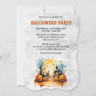 Creepy Spooky Pumpkins Halloween Party Kaart