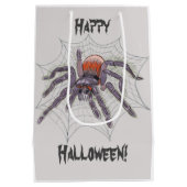 Creepy Tarantula Spider in Giant Web Illustration Medium Cadeauzakje (Achterkant)