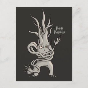 Creepy Tree Character Happy Halloween Briefkaart