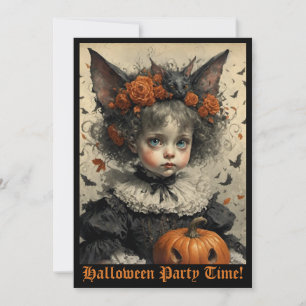 Creepy Victoriaans Meisje Halloween Uitnodiging