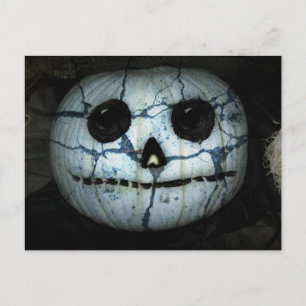 Creepy White Pumpkin Jack-o-Lantern Briefkaart