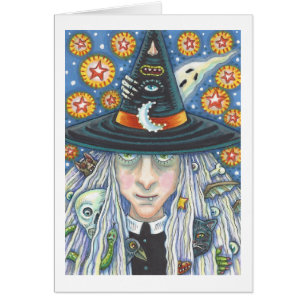 CREEPY WITCH, EVIL EYE, GOTHIC WENSKAART blanco