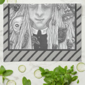 CREEPY WITCH EVIL EYE HALLOWEEN GOTHIC KITCHEN TOW THEEDOEK (Gevouwen)