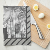 CREEPY WITCH EVIL EYE HALLOWEEN GOTHIC KITCHEN TOW THEEDOEK (Quarter Fold)