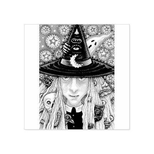 CREEPY WITCH, EVIL EYE, SKULL, BAT RUBBER STEMP 	RUBBERSTEMPEL (Afrduk)