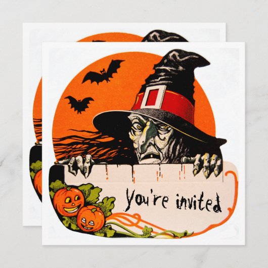  Creepy Witch Halloween Party Kaart (Voorkant / Achterkant)