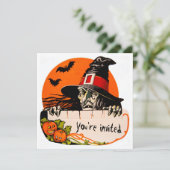 Creepy Witch Halloween Party Kaart (Staand voorkant)