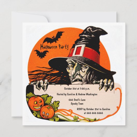  Creepy Witch Halloween Party Kaart (Achterkant)