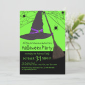 Creepy Witch Pet Spider Web Halloween Party Kaart (Staand voorkant)