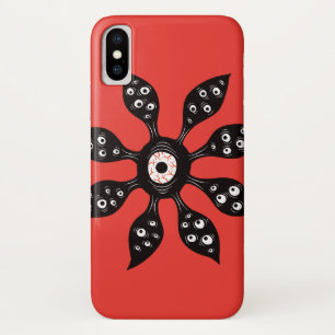 Creepy Witchy Eye Monster op rood iPhone X Hoesje