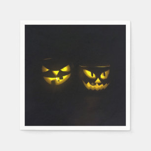Creepy yellow face pumpkin-ontwerp voor Halloween Servet