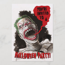 Creepy Zombie Clown Two-Sided Halloween Invitation Kaart