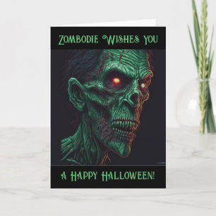 Creepy Zombie Pun Halloween Kaart