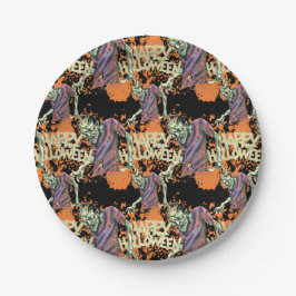 Creepy Zombies Spooky Halloween Party Papieren Bordje