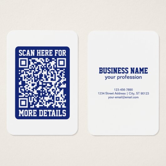 Créer un code QR scannable | Bleu marine (modifiab (Devant & derrière)